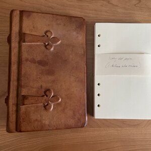 Vintage Fleur de Lys Leather Ring Binder - Personal Size